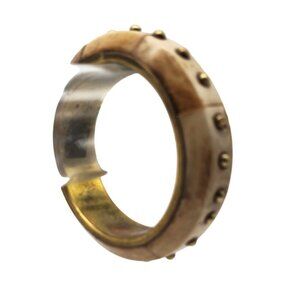 Vintage Brass Bone Studded Bangle Bracelet 2.5" Made in India